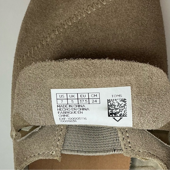 Toms Suede Leather Slip On Shoes Women 7 EU 37.5 Alpargata Espadrille Tan Beige - Picture 6 of 6